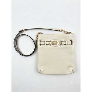 Michael Kors Off-White Pebbled Leather Crossbody Bag Gold Hardware